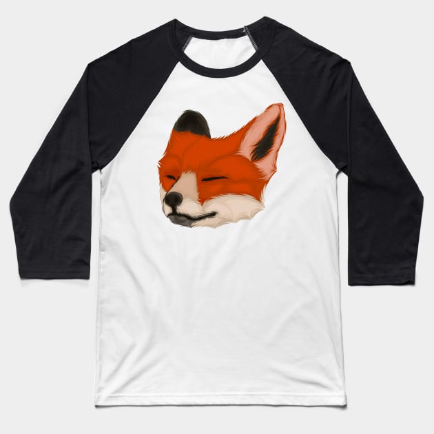 fox head sleeping Baseball T-Shirt by Mako Design 